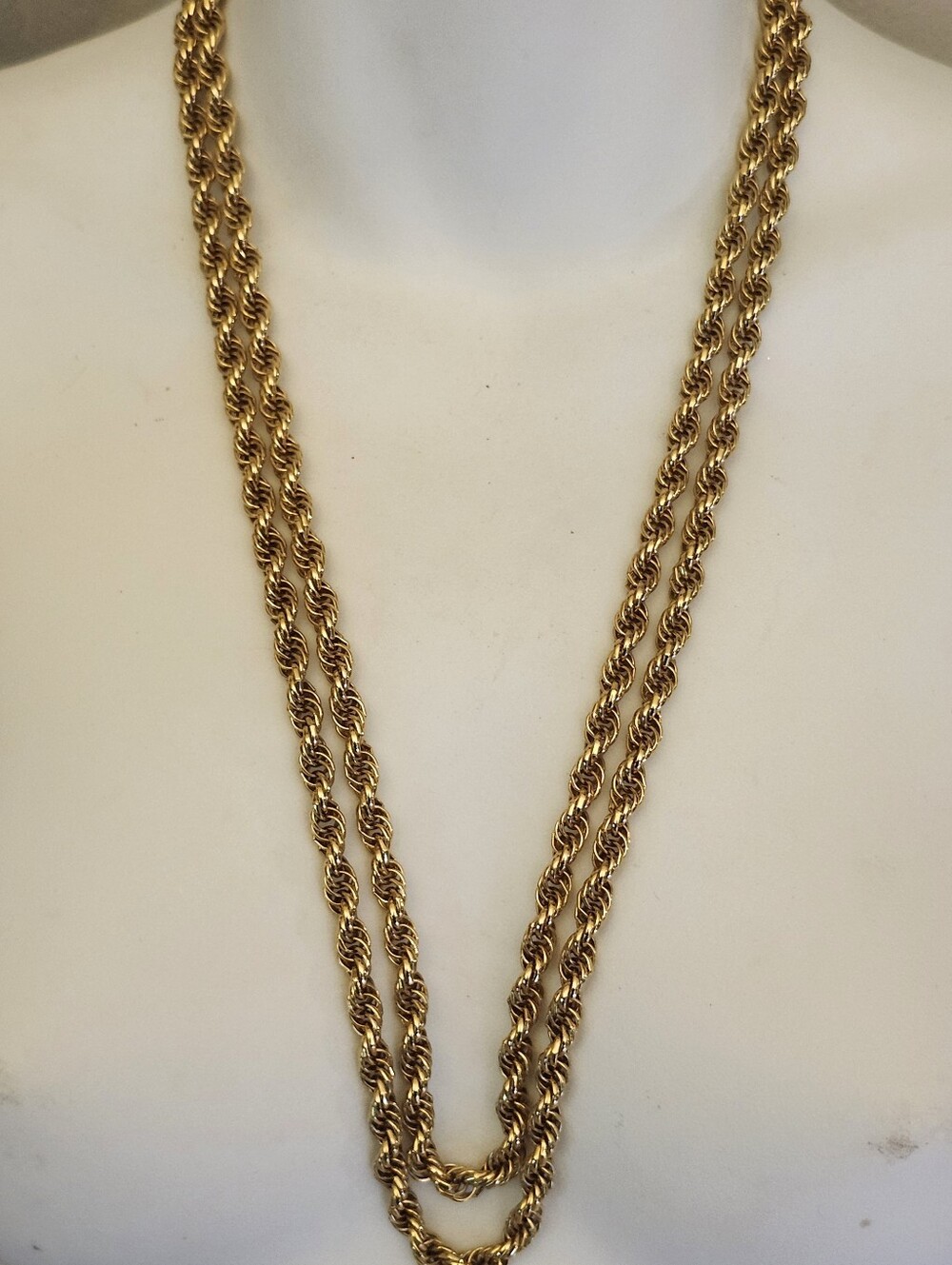 Vtg Monet Gold-Tone Twisted Rope Chain Long Necklace - 53 Inches